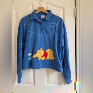 Disney Store Winnie the Pooh Blue Pullover Collared Sweatshirt - Size M